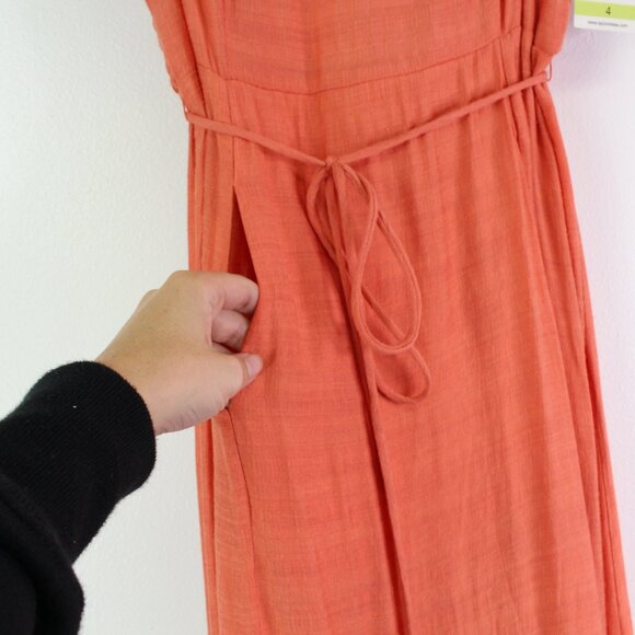 Taylor‎ Square Neck Tiered Midi Dress Orange Size 4 - Picture 4 of 10